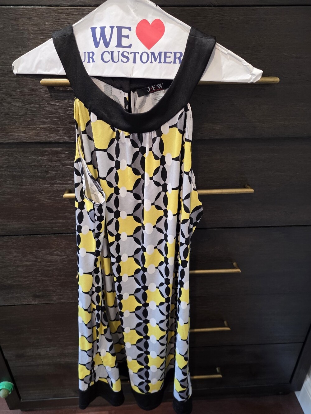 Yellow & Black Geometric Sleeveless Top